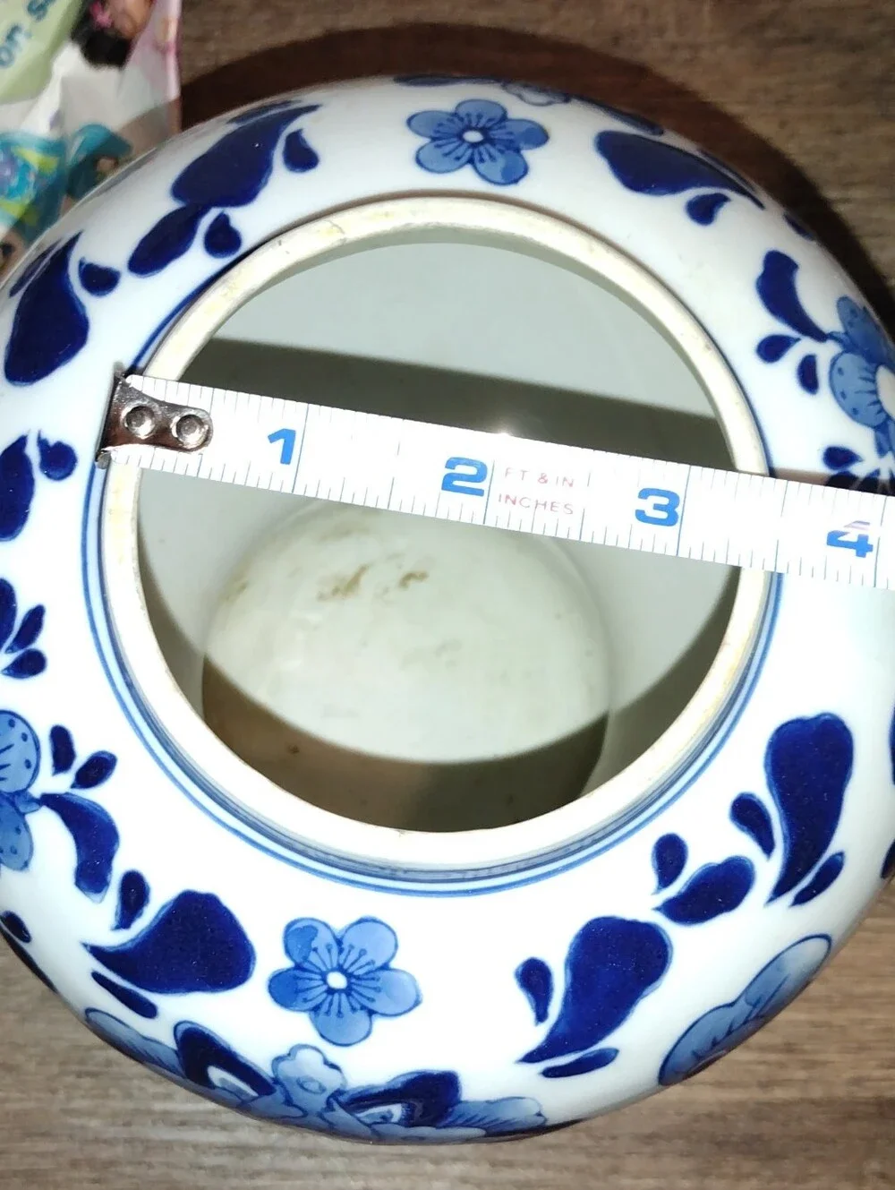 Blue and White Floral Lotus Peony Porcelain Ginger Jar